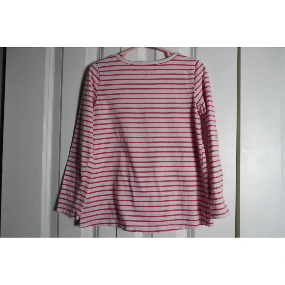 The Childrens Place Long Sleeve Shirt 5T Striped Pink Love Sequin Heart